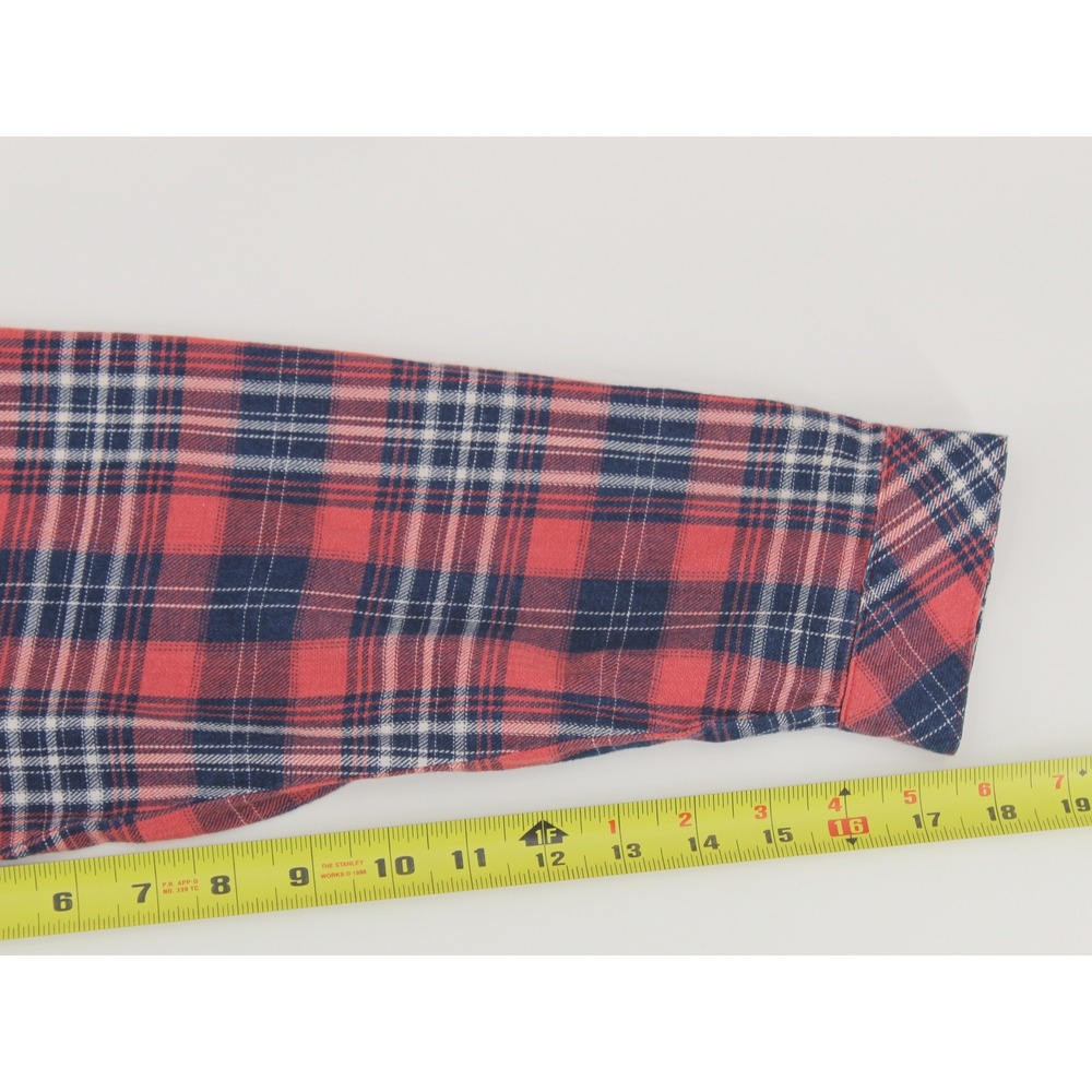 J Jill Denim Plaid Flannel Shirt Large Pink Blue Long Sleeve - Picture 6 of 10
